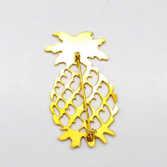 Vintage Stylized Pineapple Brooch, Delicate Chic Gold Tone Scarf Pin - Picture 4 of 4